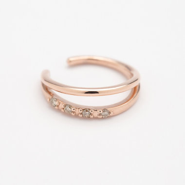 シルバー ピンクゴールドメッキ キュービックジルコニア イヤーカフ ※片耳用