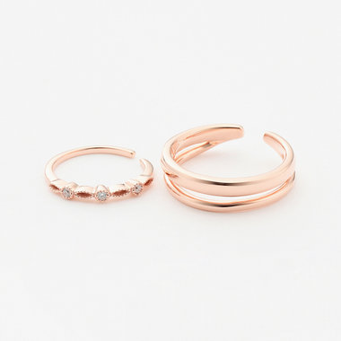 シルバー ピンクゴールドメッキ キュービックジルコニア イヤーカフセット