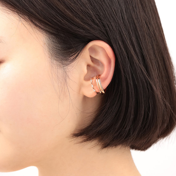 BLOOM ブルーム シルバー ピンクゴールドメッキ キュービックジルコニア イヤーカフセット ピンク