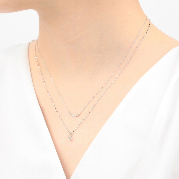 BLOOM ブルーム K10 ホワイトゴールド ダイヤモンド ネックレス セット ホワイトゴールド