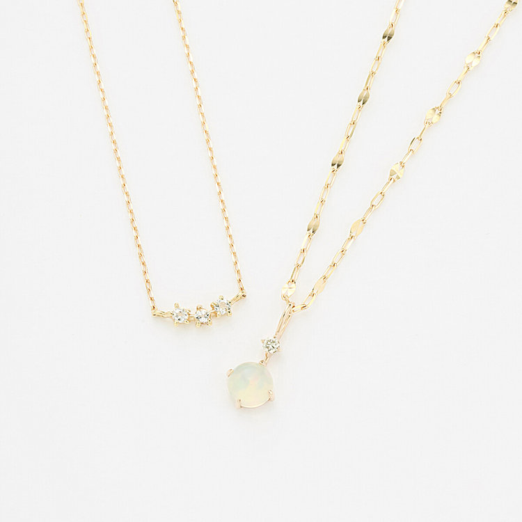 BLOOM ブルーム 10月誕生石 K10 イエローゴールド オパール ネックレス セット イエローゴールド