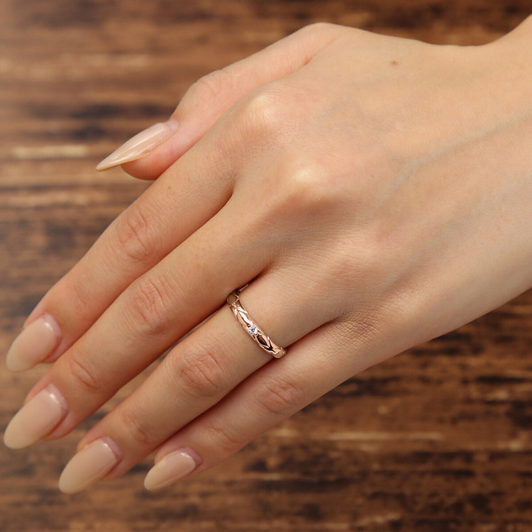 BLOOM ブライダル 【受注生産】K18 ピンクゴールド ダイヤモンド マリッジリング（レディース） ピンクゴールド