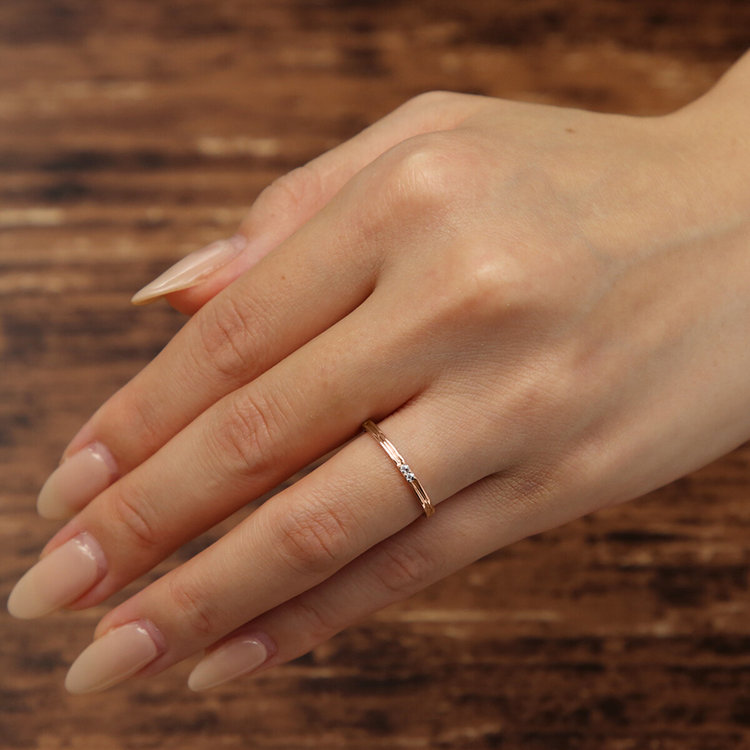 BLOOM ブライダル 【受注生産】K18 ピンクゴールド ダイヤモンド マリッジリング（レディース） ピンクゴールド