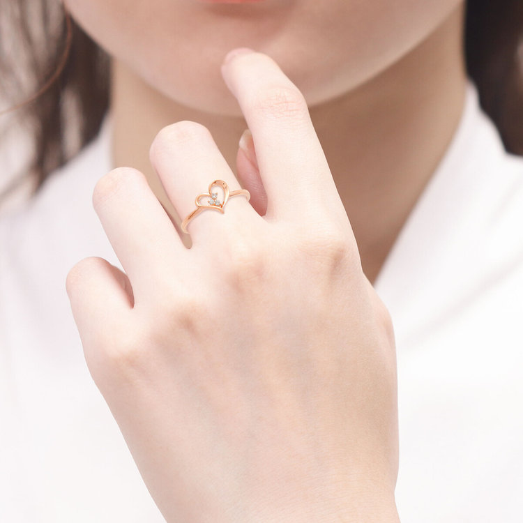 ESTELLE エステール K10 ピンクゴールド ダイヤモンド ハート リング（指輪） ピンクゴールド