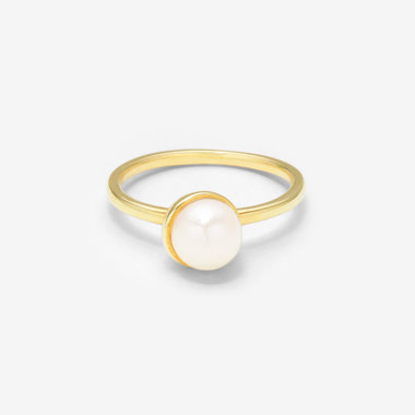 6月誕生石 K10 イエローゴールド あこや真珠 リング（指輪）