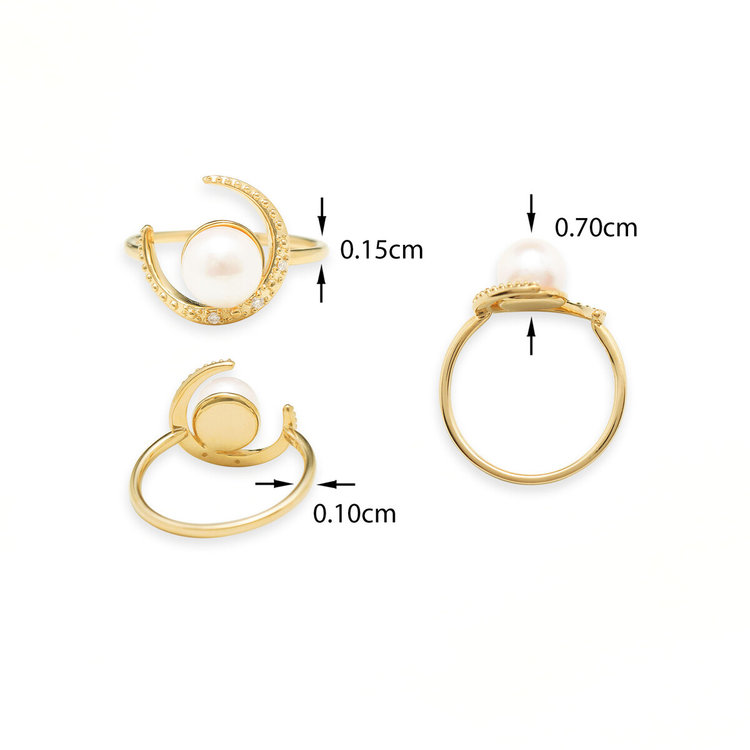 ESTELLE エステール 6月誕生石 K10 イエローゴールド あこや真珠 ムーン リング（指輪） イエローゴールド