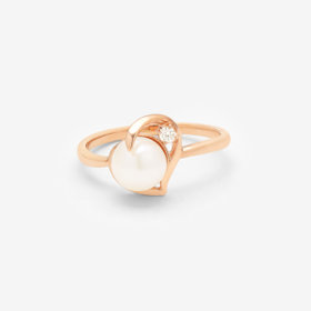 6月誕生石 K10 ピンクゴールド あこや真珠 リング（指輪）