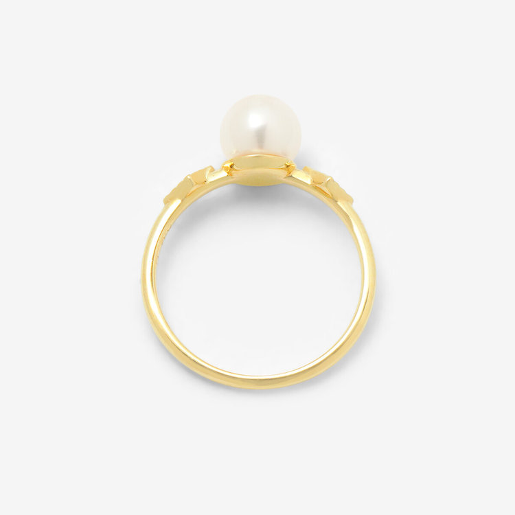 ESTELLE エステール 6月誕生石 K10 イエローゴールド あこや真珠 リング（指輪） イエローゴールド