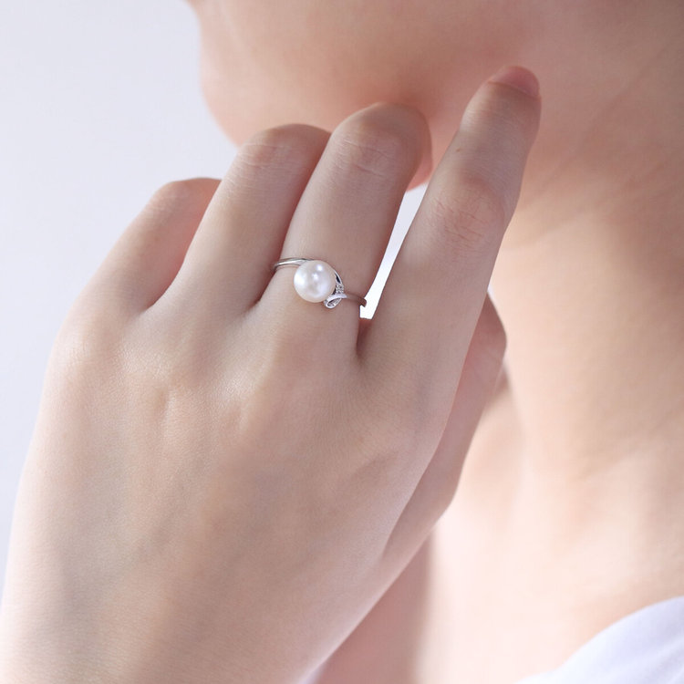 ESTELLE エステール 6月誕生石 K10 ホワイトゴールド あこや真珠 リング（指輪） ホワイトゴールド