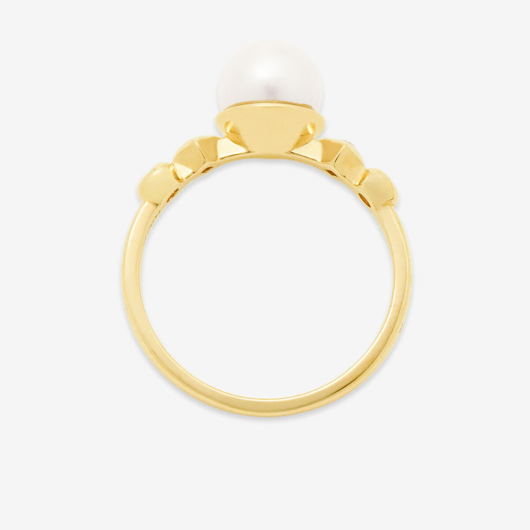 ESTELLE エステール 6月誕生石 K10 イエローゴールド あこや真珠 リング（指輪） イエローゴールド