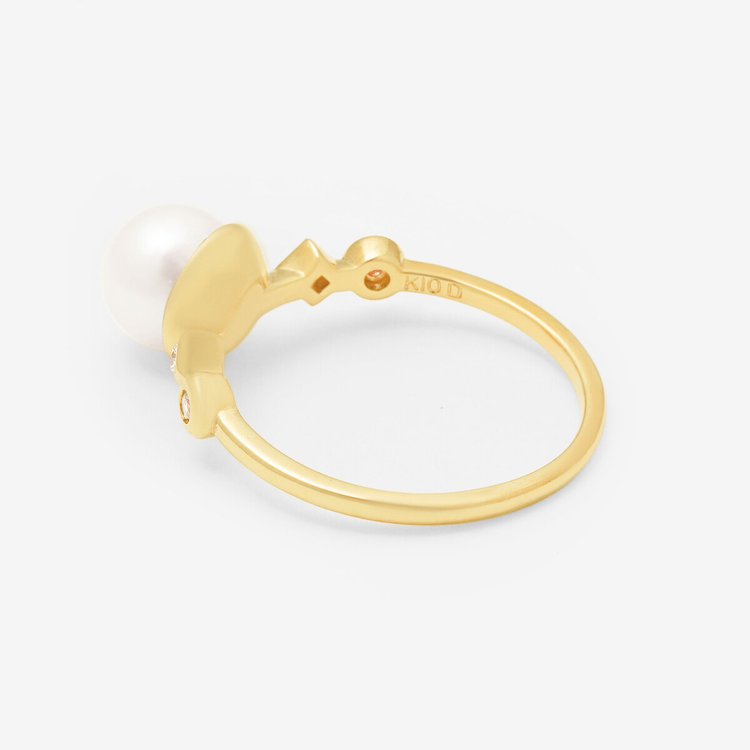 ESTELLE エステール 6月誕生石 K10 イエローゴールド あこや真珠 リング（指輪） イエローゴールド