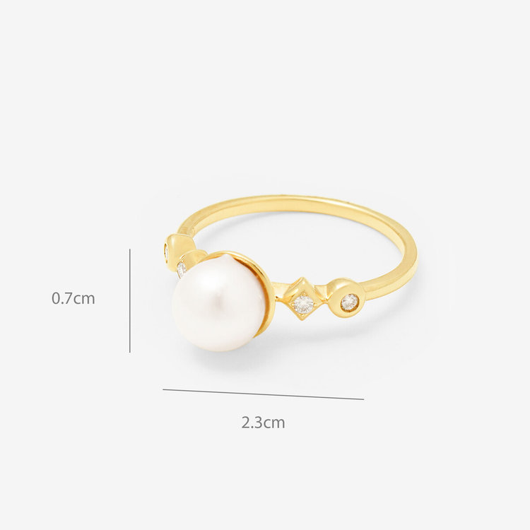 ESTELLE エステール 6月誕生石 K10 イエローゴールド あこや真珠 リング（指輪） イエローゴールド