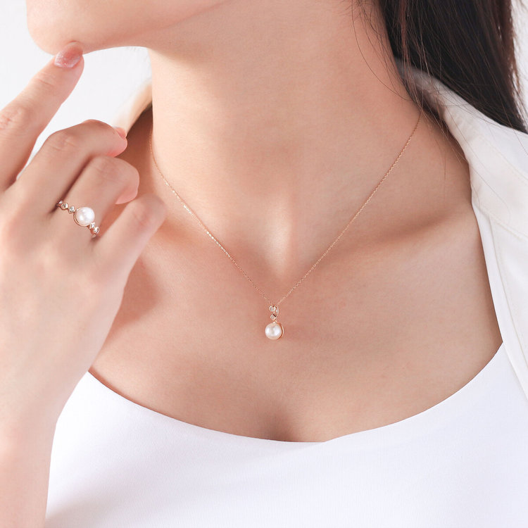 ESTELLE エステール 6月誕生石 K10 イエローゴールド あこや真珠 リング（指輪） イエローゴールド