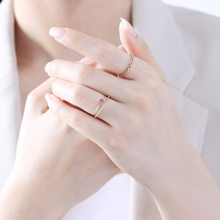 ESTELLE エステール 【WEB限定】10月誕生石 K10 イエローゴールド ピンクトルマリン リング（指輪） イエローゴールド