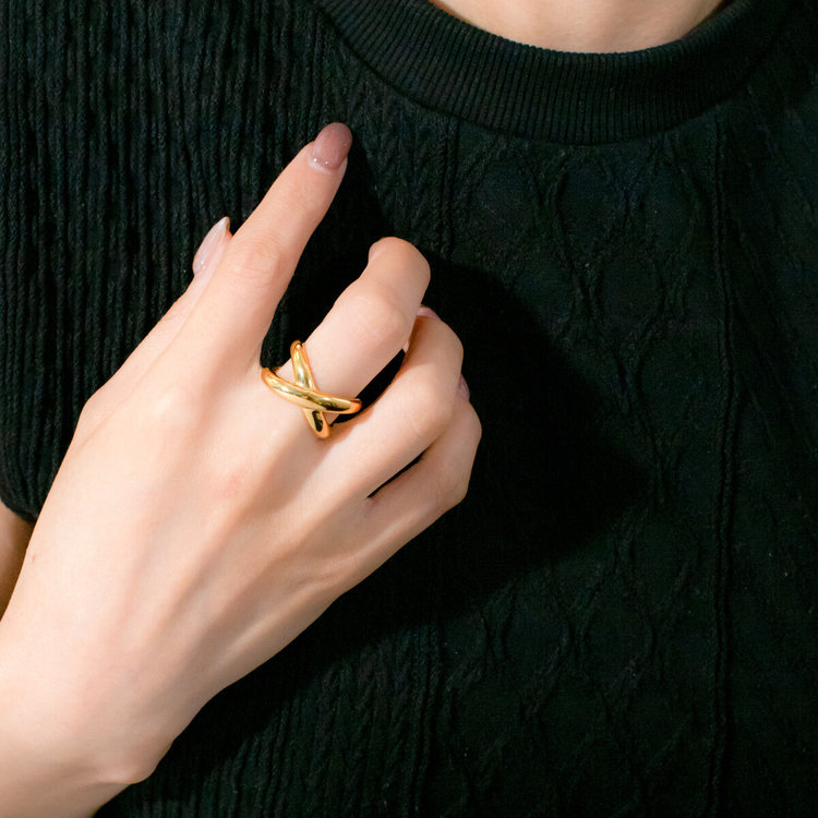 ESTELLE エステール ステンレス クロス リング（指輪） イエロー