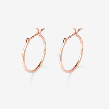 【Ear Jewelry】K18 ピンクゴールド フープ ピアス（15mm）