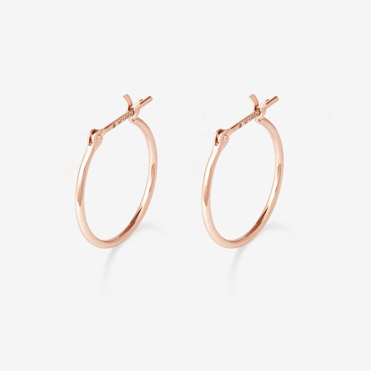 Ear Jewelry】K18 ピンクゴールド フープ ピアス（15mm）（0202-1470