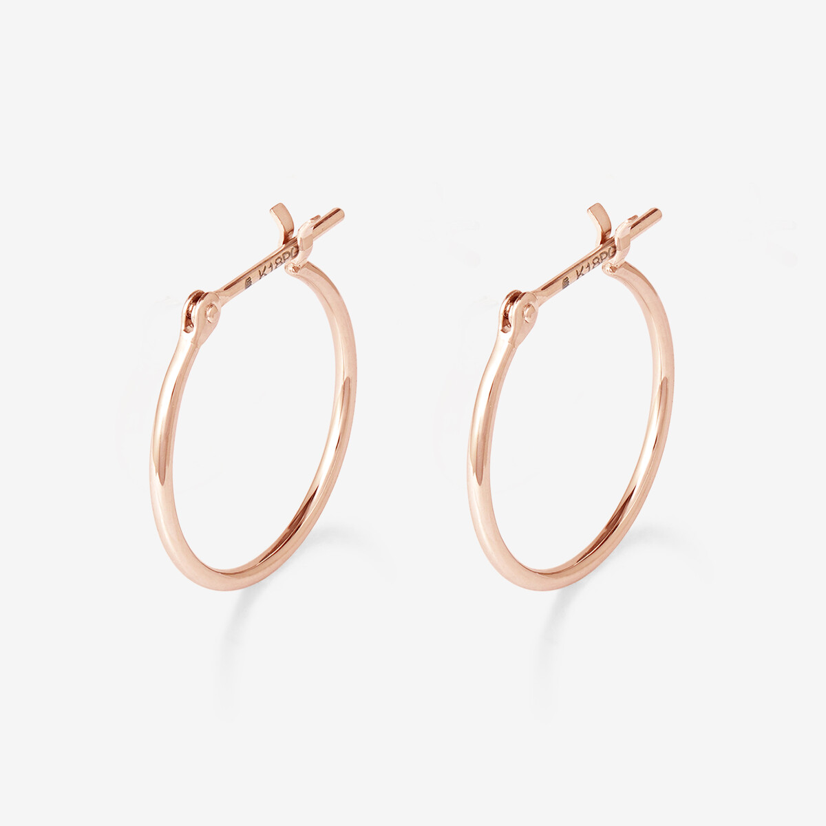 Ear Jewelry】K18 ピンクゴールド フープ ピアス（15mm）（0202-1470
