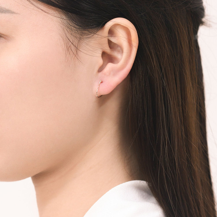 ESTELLE エステール K10 イエローゴールド ハート フープ ピアス（M） イエローゴールド