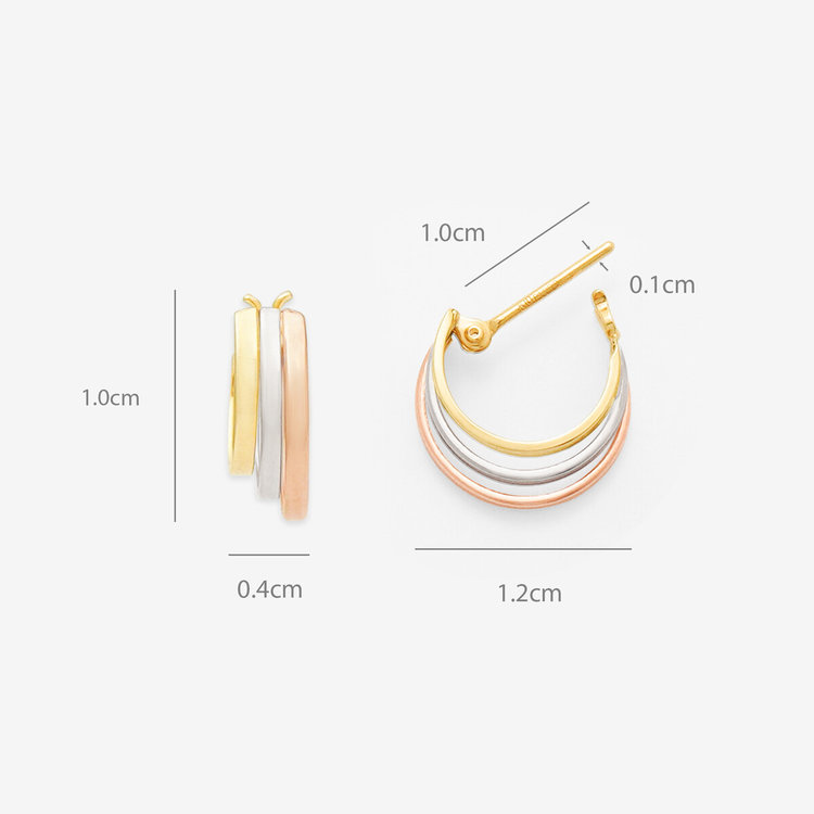 ESTELLE エステール K10 イエローゴールド/ピンクゴールド/プラチナ フープ ピアス ゴールド