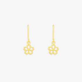 K10 イエローゴールド フラワー フック ピアス