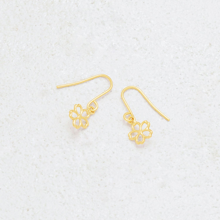 ESTELLE エステール K10 イエローゴールド フラワー フック ピアス イエローゴールド