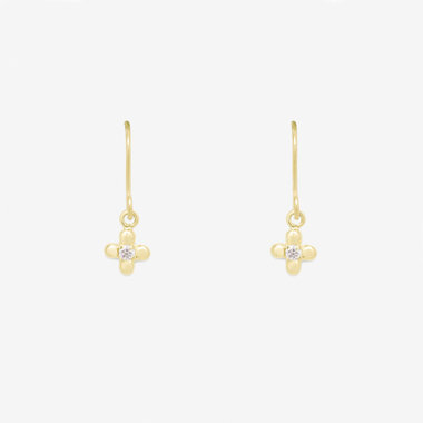 K10 イエローゴールド ダイヤモンド フラワー フック ピアス