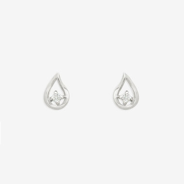 【WEB限定】K10 ホワイトゴールド ダイヤモンド しずく ピアス