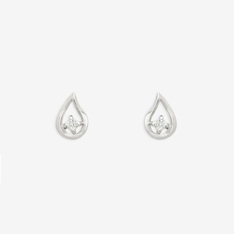 WEB限定】K10 ホワイトゴールド ダイヤモンド しずく ピアス（0212