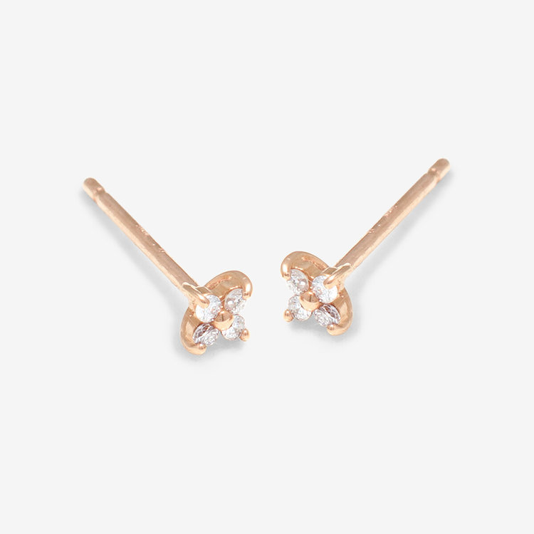 ESTELLE エステール 【WEB限定】K10 ピンクゴールド ダイヤモンド フラワー ピアス ピンクゴールド