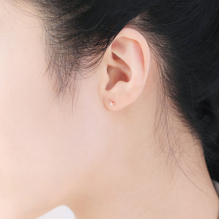 ESTELLE エステール 【WEB限定】K10 ピンクゴールド ダイヤモンド フラワー ピアス ピンクゴールド