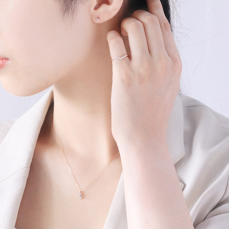 ESTELLE エステール 【WEB限定】K10 ピンクゴールド ダイヤモンド フラワー ピアス ピンクゴールド