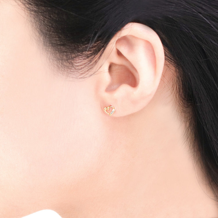 ESTELLE エステール 【公式サイト限定】【Best Price】K10 イエローゴールド ダイヤモンド ハート ピアス イエローゴールド