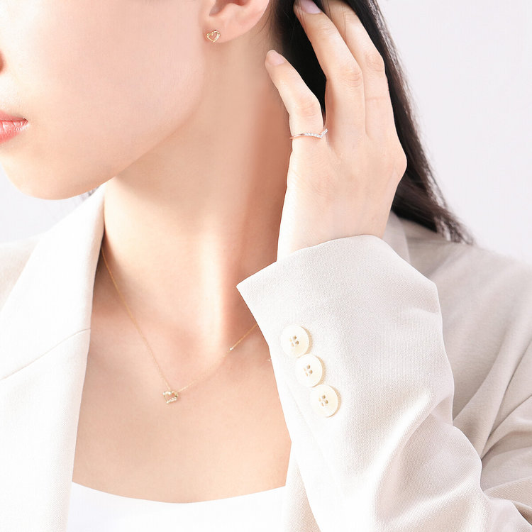 ESTELLE エステール 【公式サイト限定】【Best Price】K10 イエローゴールド ダイヤモンド ハート ピアス イエローゴールド