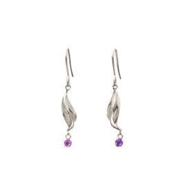 2月誕生石 K10 ホワイトゴールド アメジスト フック ピアス