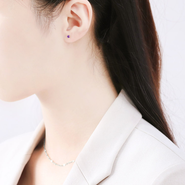 ESTELLE エステール 【Ear Jewelry】2月誕生石 K10 ホワイトゴールド アメジスト ピアス ホワイトゴールド