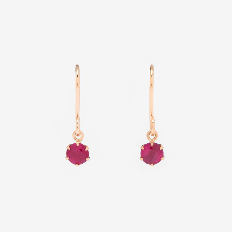 Ear Jewelry】7月誕生石 K18 ピンクゴールド ルビー フック