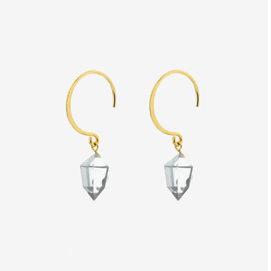 【新品仕上げ済】4℃ イエローゴールドデザインフックピアス 4月誕生石 K10 イエローゴールド クォーツ フック ピアス（0222-5874