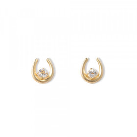 【Ear Jewelry】11月誕生石 K10 イエローゴールド ホワイトトパーズ 馬蹄 ピアス