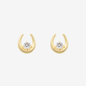 【Ear Jewelry】11月誕生石 K10 イエローゴールド ホワイトトパーズ 馬蹄 ピアス