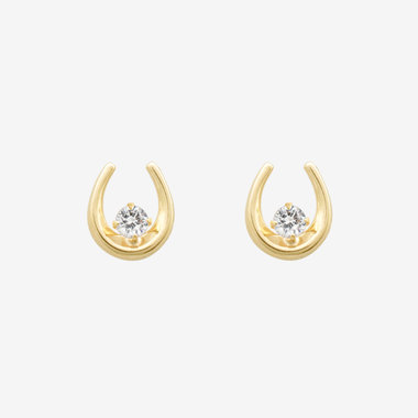 【Ear Jewelry】11月誕生石 K10 イエローゴールド ホワイトトパーズ 馬蹄 ピアス