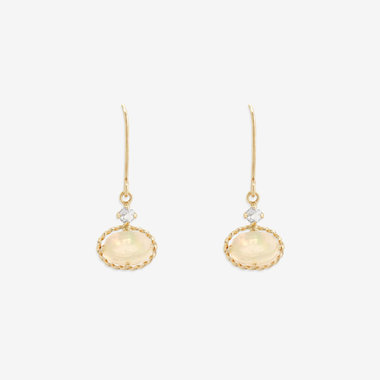 10月誕生石 K10 イエローゴールド オパール フック ピアス