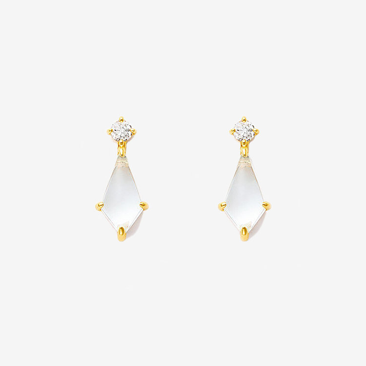 4月誕生石 K10 イエローゴールド クォーツ しずく ピアス（0222-7844