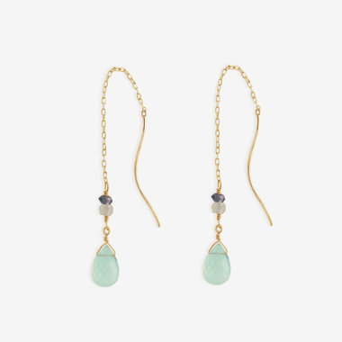 K10 イエローゴールド ブルーオニキス アメリカン ピアス