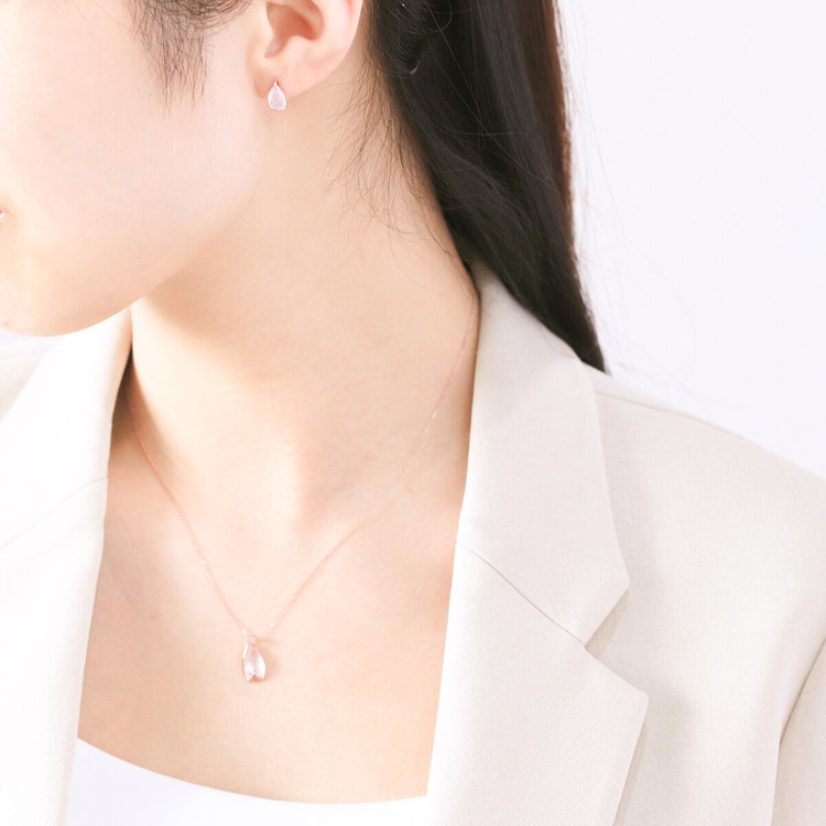 ESTELLE エステール K10 ピンクゴールド ローズクォーツ サクラ ピアス ピンクゴールド