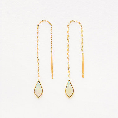 10月誕生石 K10 イエローゴールド オパール アメリカン ピアス