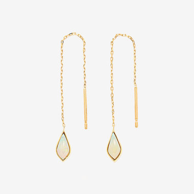 10月誕生石 K10 イエローゴールド オパール アメリカン ピアス