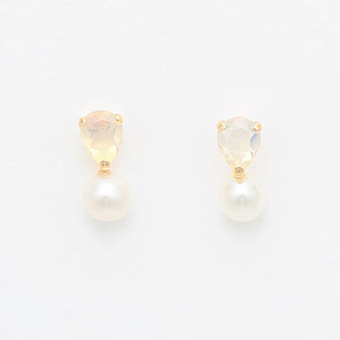 【WEB限定】10月誕生石 K10 イエローゴールド オパール ピアス