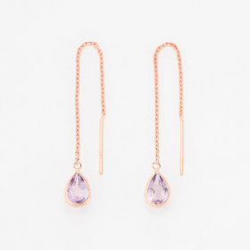 【WEB限定】2月誕生石 K10 ピンクゴールド アメジスト しずく アメリカン ピアス