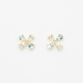 【WEB限定】11月誕生石 K10 イエローゴールド ブルートパーズ フラワー ピアス